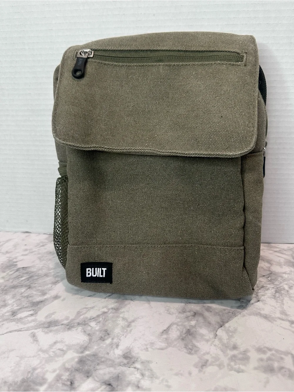BUILT Insulated Lunch Bag Olive Green Canvas Cooler Tote Work Travel Picnic